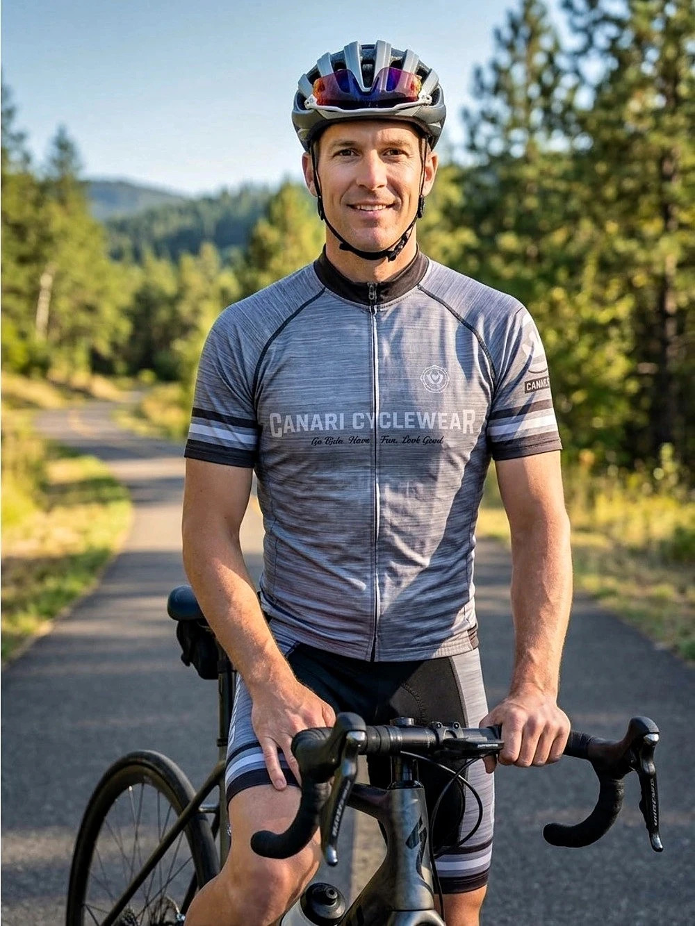 Canari Cyclewear Full-Zip Cycling Jersey Gray & Black Medium